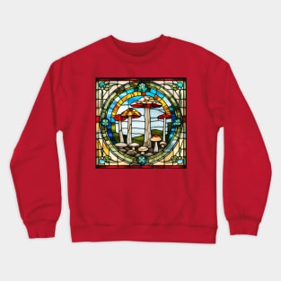 Forest Floor Mushies Stained Glass Crewneck Sweatshirt